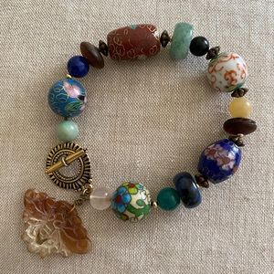 ❤️Stunning Vtg Chinese Cloisonné Jade Bracelet